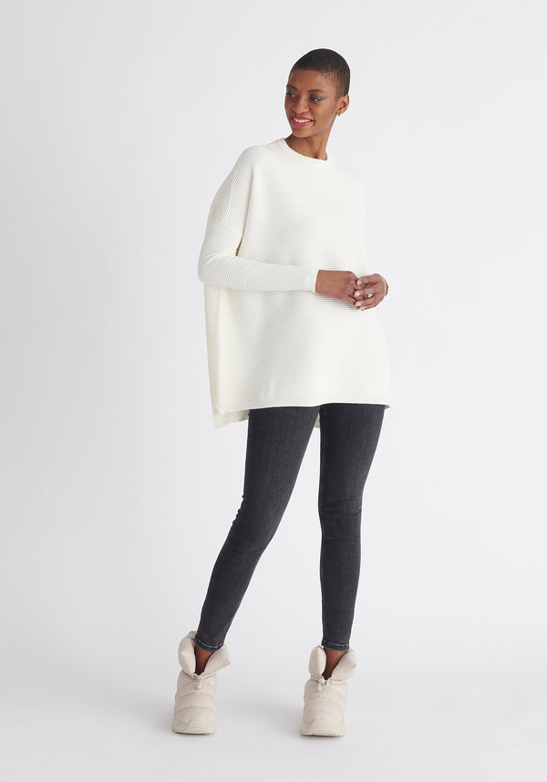 Paisie Ribbed Oversized Knit Jumper in White