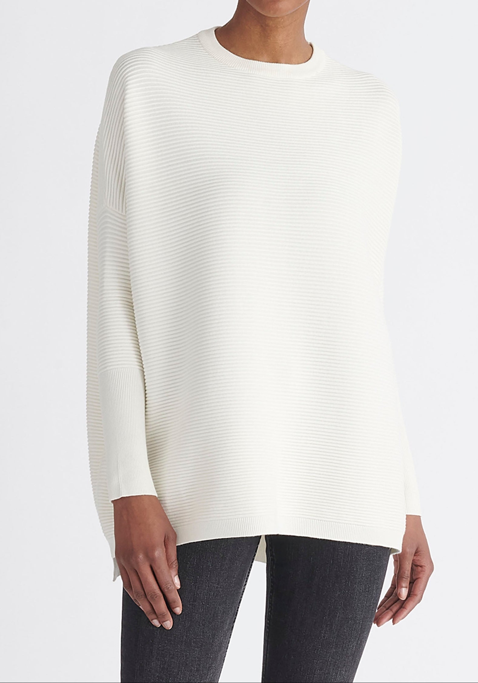 Paisie Ribbed Oversized Knit Jumper in White