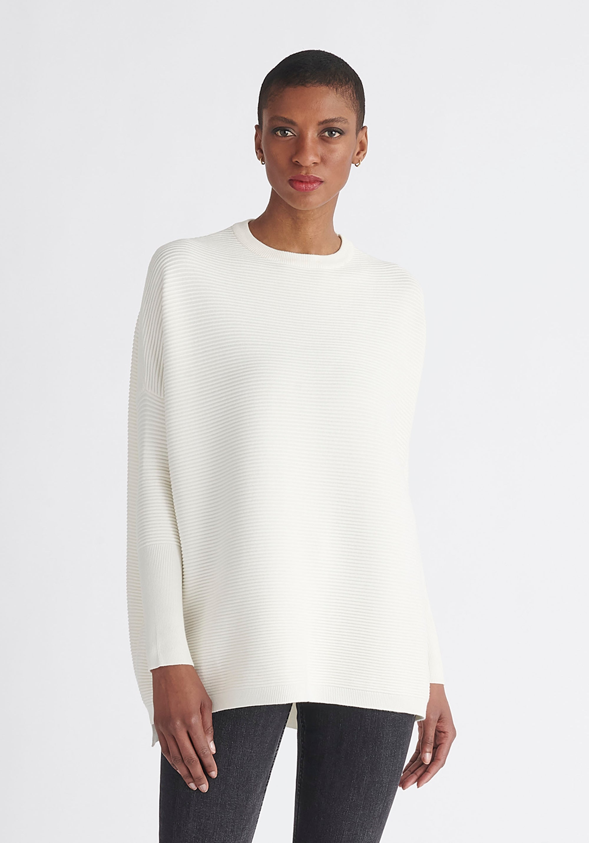 Paisie Ribbed Oversized Knit Jumper in White
