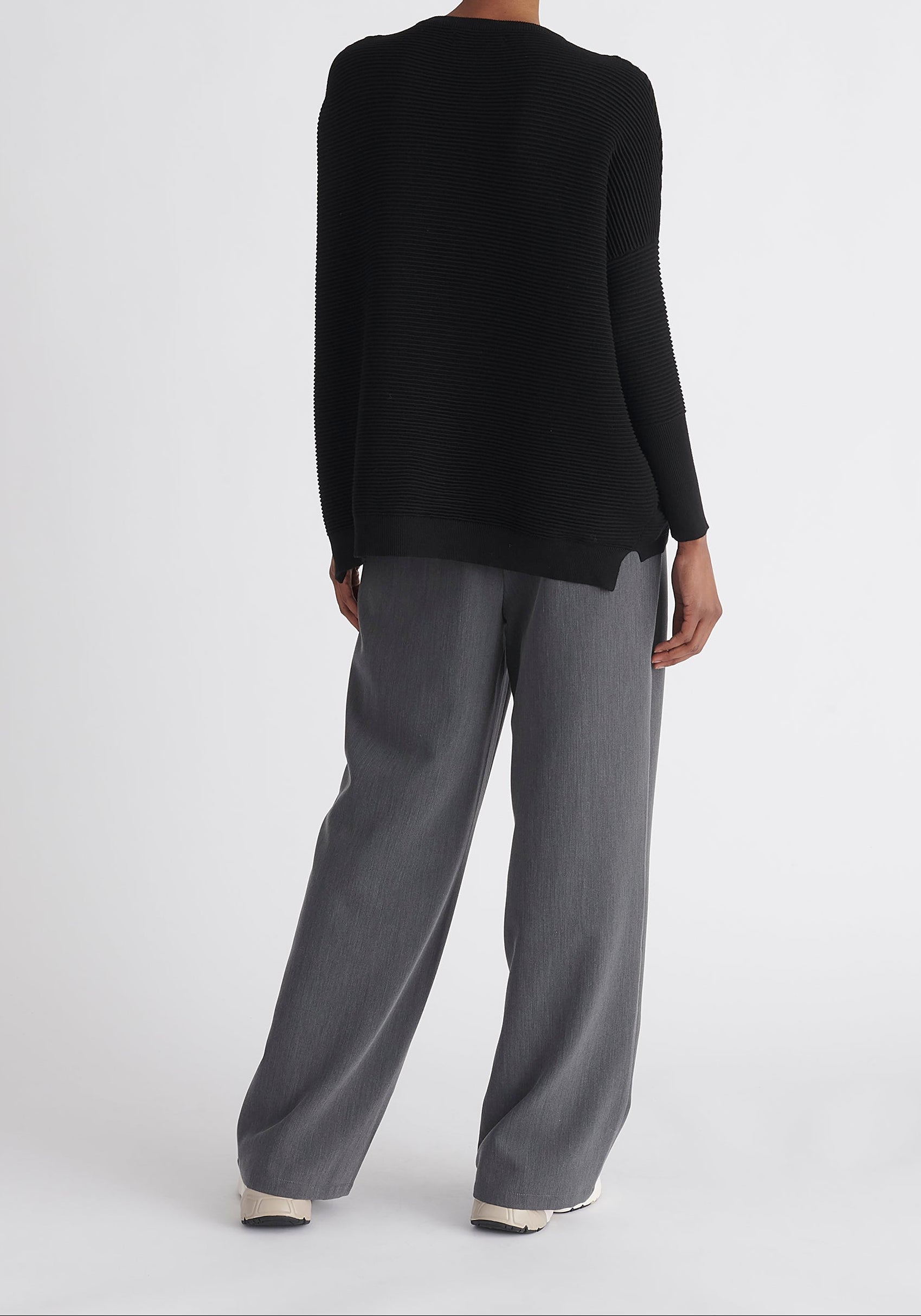 Paisie Ribbed Oversized Knit Jumper in Black Back