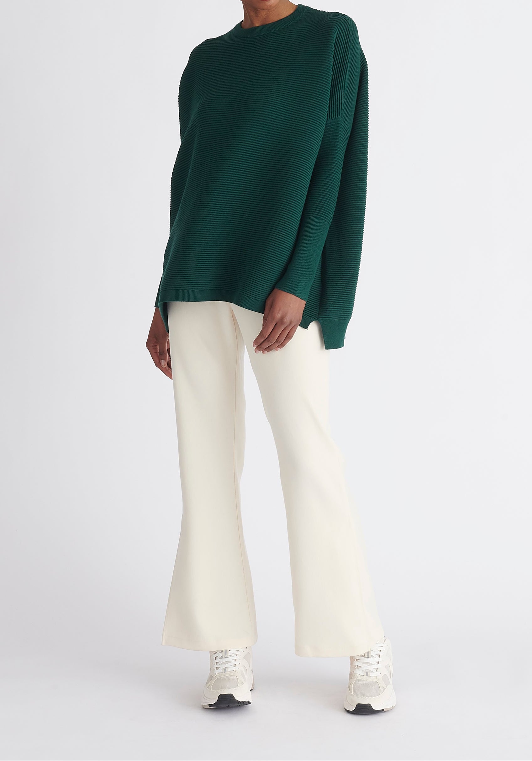 Paisie Ribbed Oversized Knit Jumper in Green
