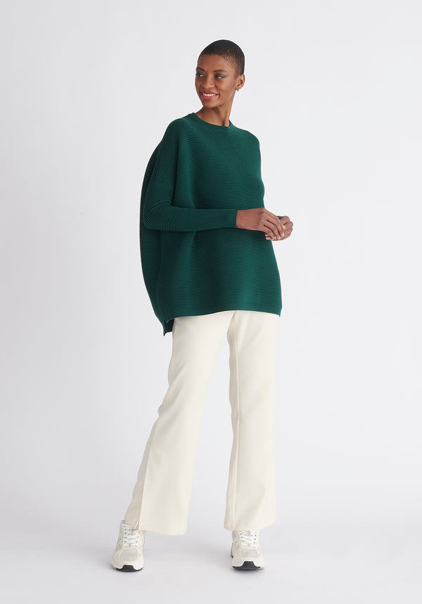 Paisie Ribbed Oversized Knit Jumper in Green