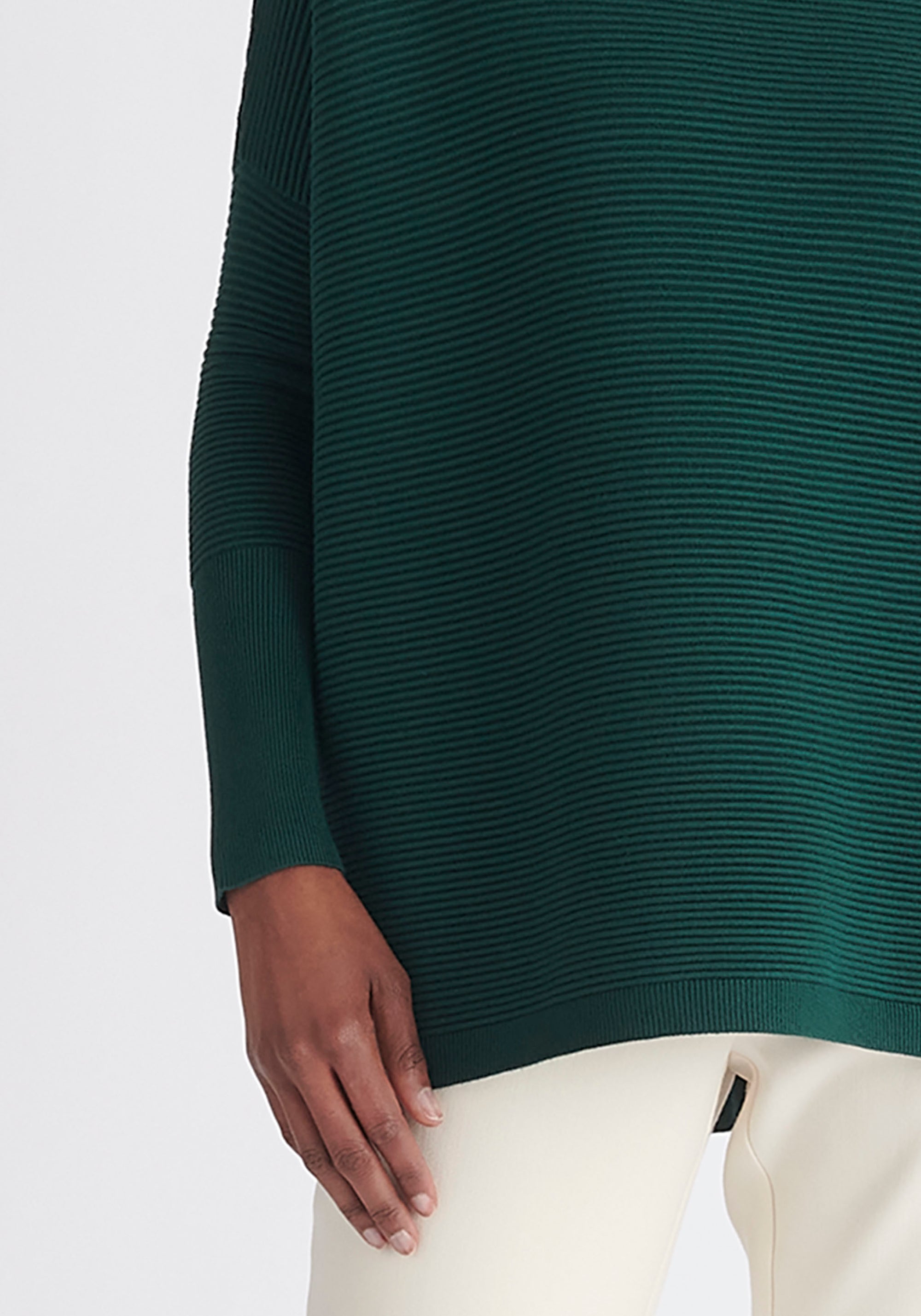 Paisie Ribbed Oversized Knit Jumper in Green Close Up