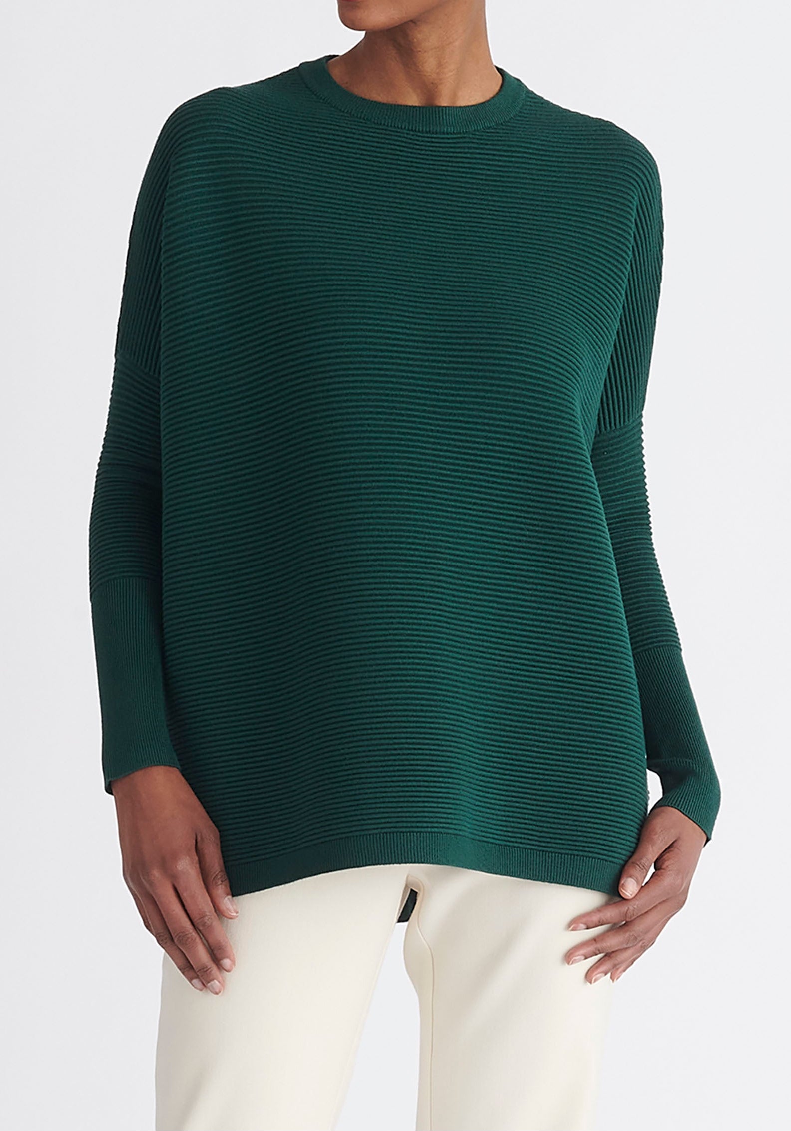 Paisie Ribbed Oversized Knit Jumper in Green