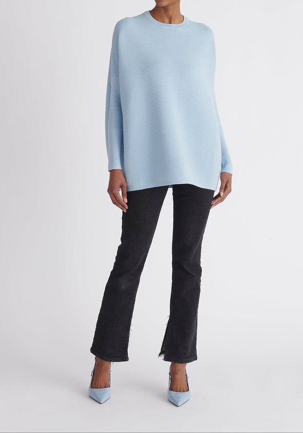 Paisie Ribbed Oversized Knit Jumper in Light Blue