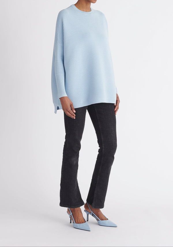 Paisie Ribbed Oversized Knit Jumper in Light Blue