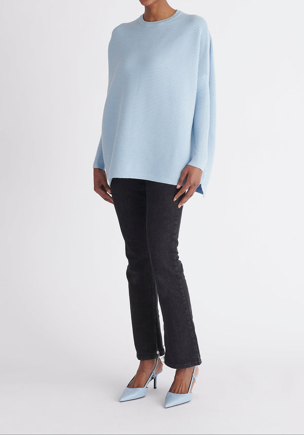 Paisie Ribbed Oversized Knit Jumper in Light Blue