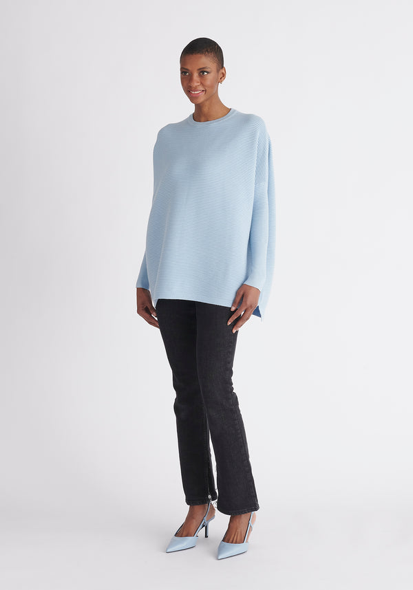 Paisie Ribbed Oversized Knit Jumper in Light Blue