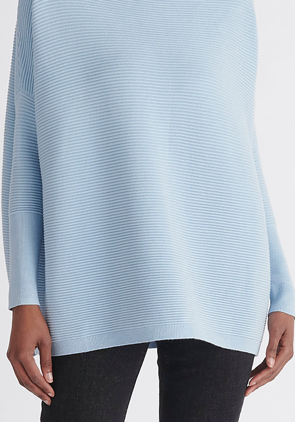 Paisie Ribbed Oversized Knit Jumper in Light Blue Close up