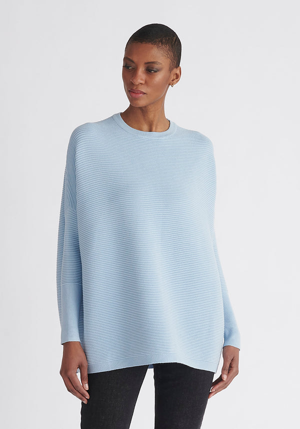 Paisie Ribbed Oversized Knit Jumper in Light Blue