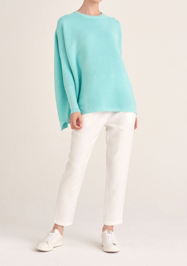 Paisie Ribbed Oversized Knit Jumper in Mint Green