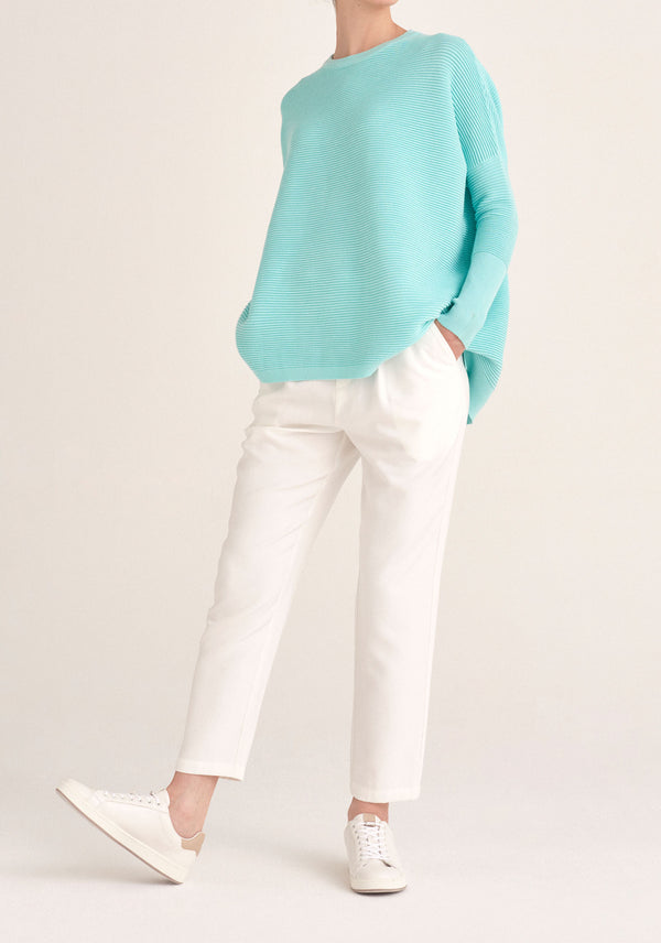 Paisie Ribbed Oversized Knit Jumper in Mint Green