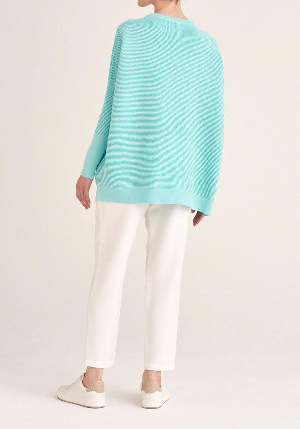 Paisie Ribbed Oversized Knit Jumper in Mint Green Back