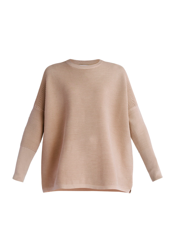 Paisie Ribbed Oversized Knit Jumper in Almond Cut Out