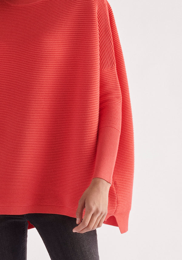Paisie Ribbed Oversized Knit Jumper in Strawberry Pink Close Up