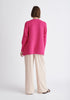 Paisie Ribbed Oversized Knit Jumper in Hot Pink Back