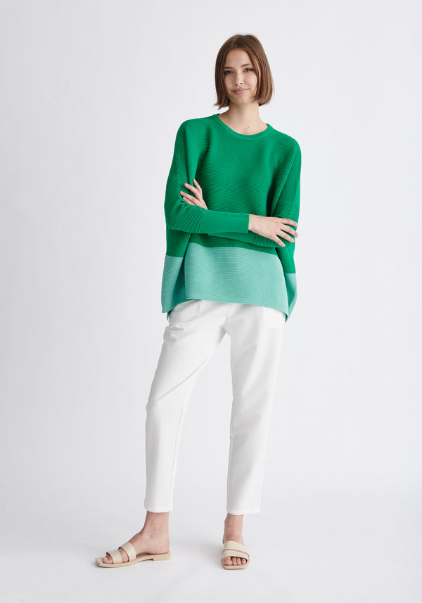 Paisie Ribbed Oversized Knit Jumper in Green and Mint Green