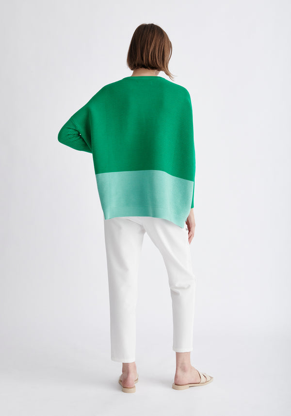 Paisie Ribbed Oversized Knit Jumper in Green and Mint Green Back