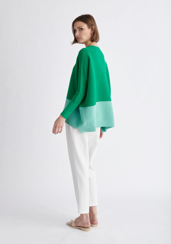 Paisie Ribbed Oversized Knit Jumper in Green and Mint Green Side