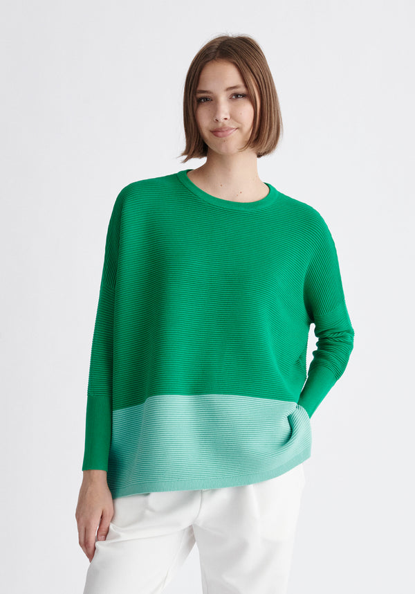 Paisie Ribbed Oversized Knit Jumper in Green and Mint Green