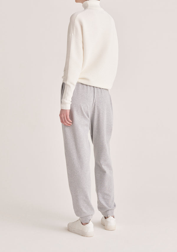 Paisie Roll Neck Ribbed Jumper in White Back