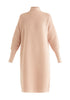 Paisie Polo Neck Ribbed Knitted Jumper Dress in Blush Cut Out