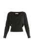 Paisie Knitted Wrap Top with Buttons in Black Cut Out