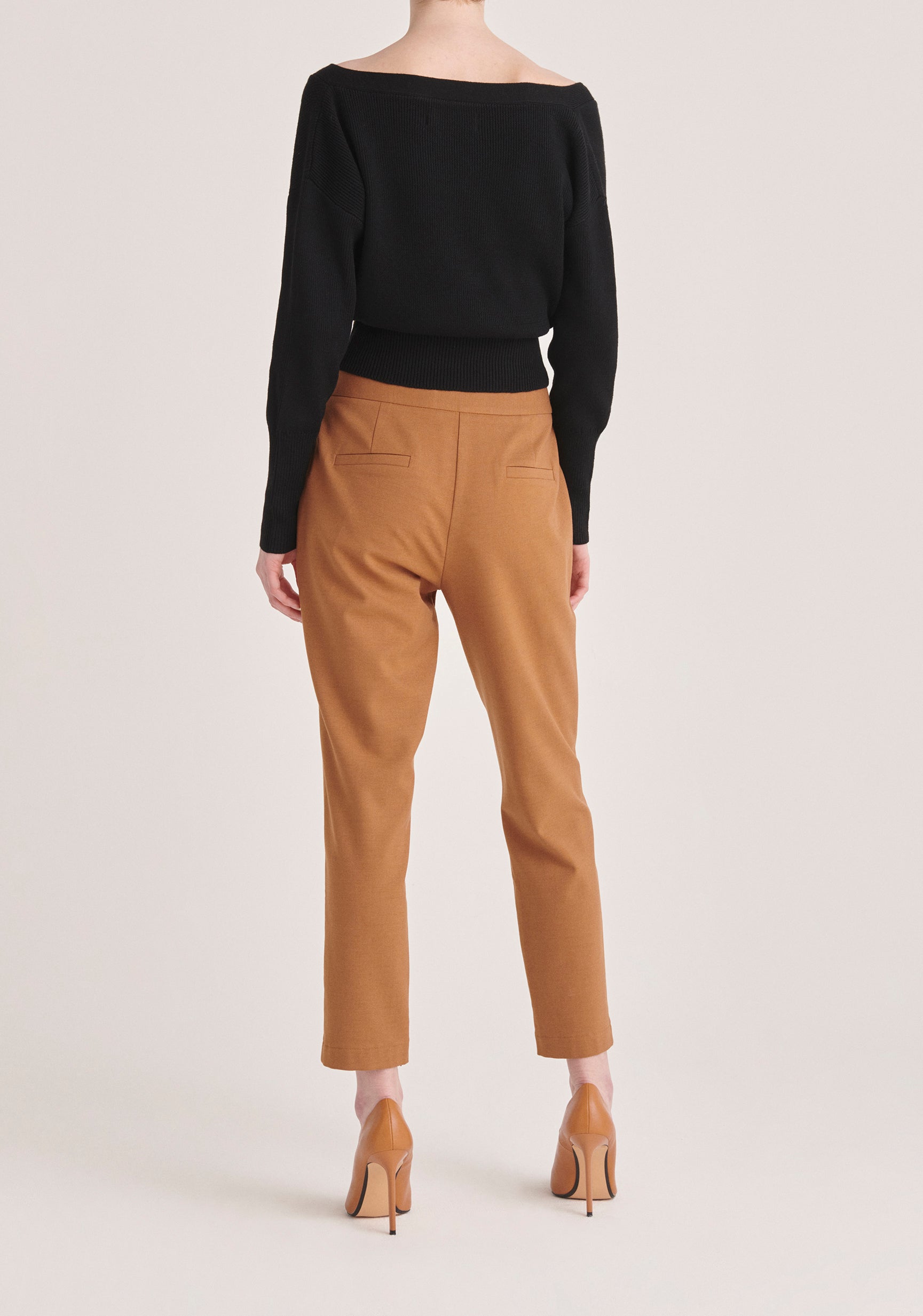 Paisie Knitted Wrap Top with Buttons in Black Back