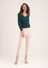 Paisie Long Sleeve Knit Wrap Top in Green