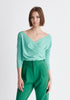 Paisie Knitted Wrap Top with 3/4 Sleeves in Mint Green
