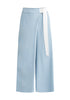Paisie Wide Leg Wrap Trousers with Side Belt in Blue Cut Out