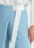 Paisie Wide Leg Wrap Trousers with Side Belt in Blue Close Up