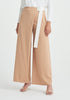 Paisie Wide Leg Wrap Trousers with Side Belt in Brown