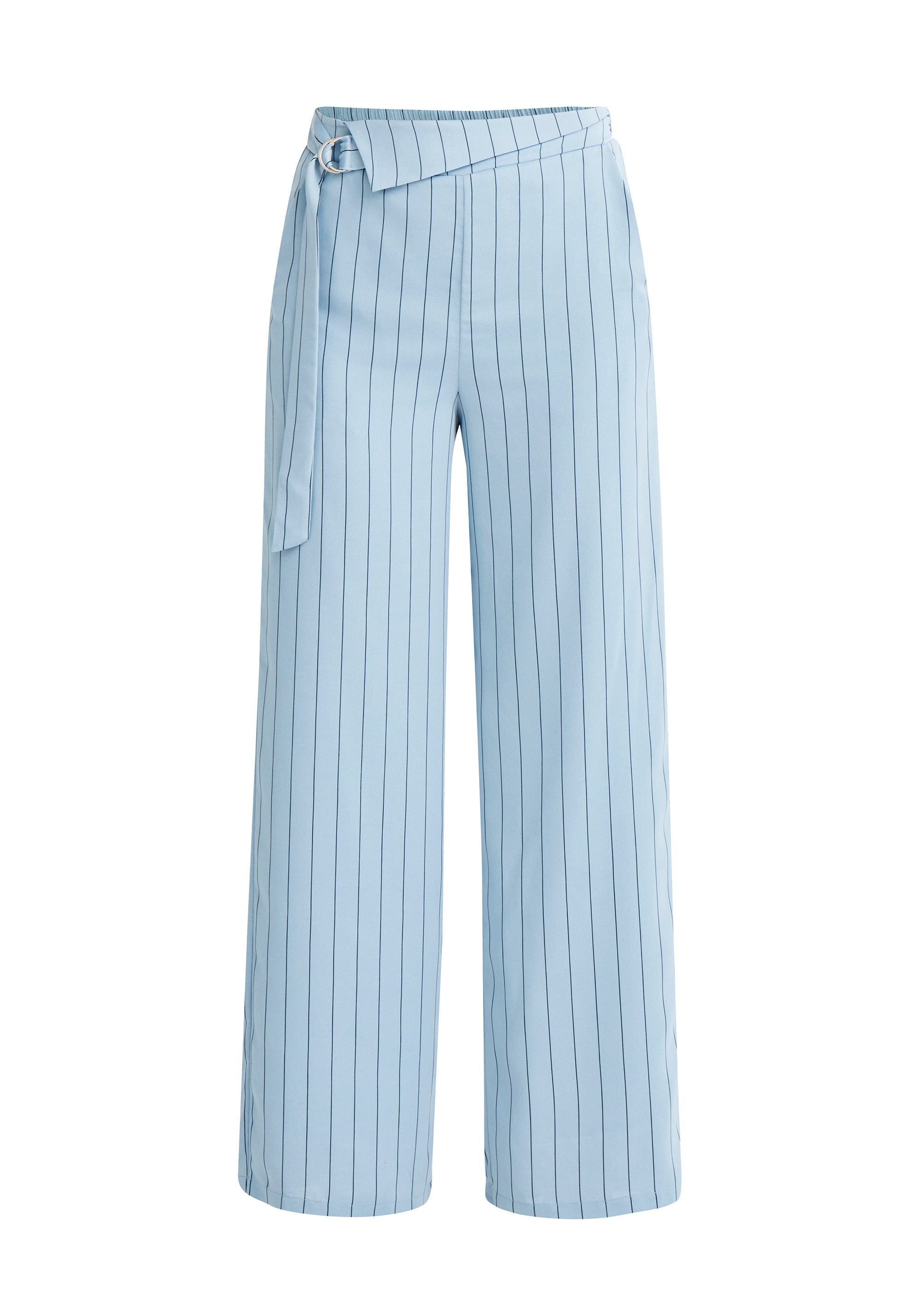 Paisie Striped Wide Leg Trousers in Blue Cut Out