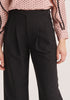 Paisie High Waisted Straight Leg Trousers in Black Close Up