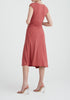 Paisie Ruched Waist Tie Midi Dress in Pink Back