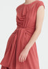 Paisie Ruched Waist Tie Midi Dress in Pink Close Up