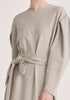Paisie Midi Waist Tie Jersey Dress in Grey Close Up