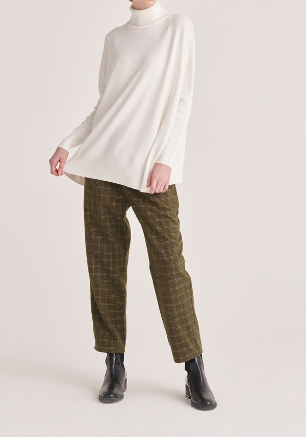 Paisie Oversized Roll Neck Jumper in White