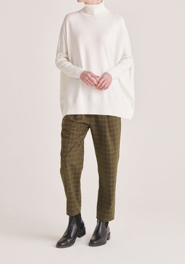 Paisie Oversized Roll Neck Jumper in White