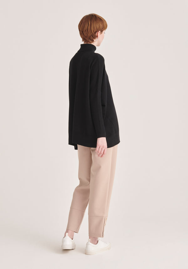 Paisie Oversized Roll Neck Jumper in Black Back