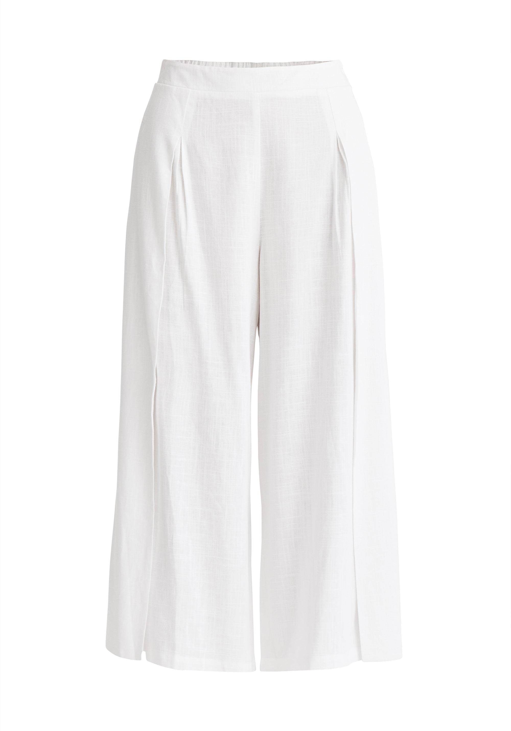 Paisie Linen Blend Culottes with Side Splits in White Cut Out