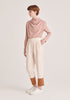 Paisie Two Tone Button Trousers in Cream and Brown