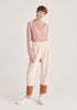 Paisie Two Tone Button Trousers in Cream and Brown
