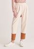 Paisie Two Tone Button Trousers in Cream and Brown