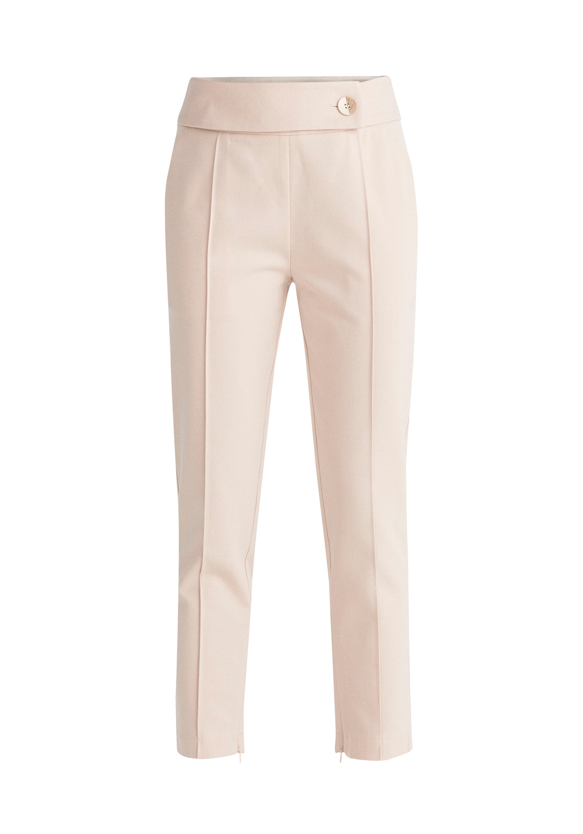 Paisie High Waist Slim Fit Trousers in Cream Cut Out