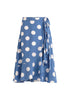 Paisie Polka Dot Wrap Tie Skirt in Blue and White Cut Out