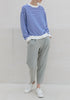 Paisie Striped Breton Cotton Sweatshirt in Blue and White