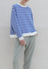 Paisie Striped Breton Cotton Sweatshirt in Blue and White