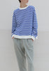 Paisie Striped Breton Cotton Sweatshirt in Blue and White